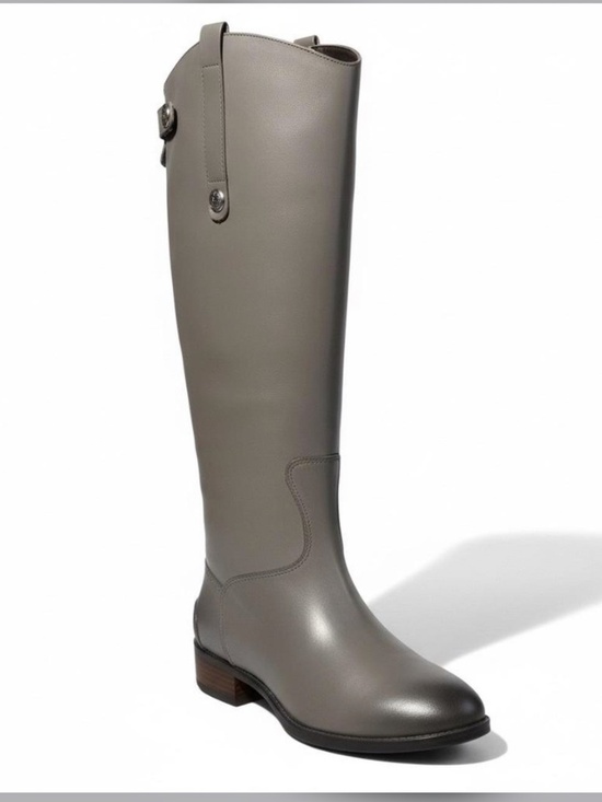 Sam Edelman Shoes - Sam Edelman Gray Tall Leather Back Zip Up Heeled Boots Size 6.5